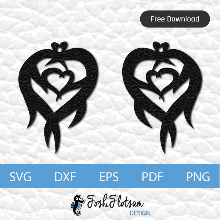 1 set of heart free earring SVG cut files with smaller heart inside larger heart.